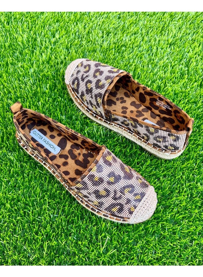 Lotus Rhinestone Espadrilles - Leopard