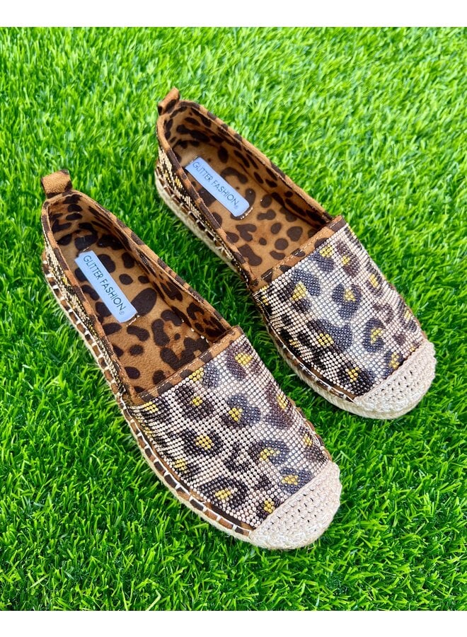 Lotus Rhinestone Espadrilles - Leopard