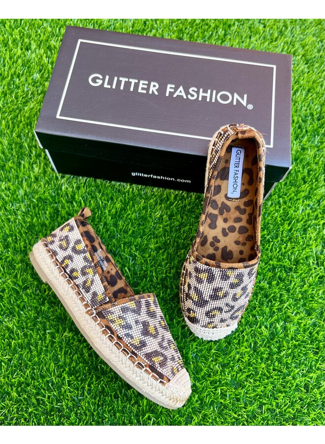 Lotus Rhinestone Espadrilles - Leopard