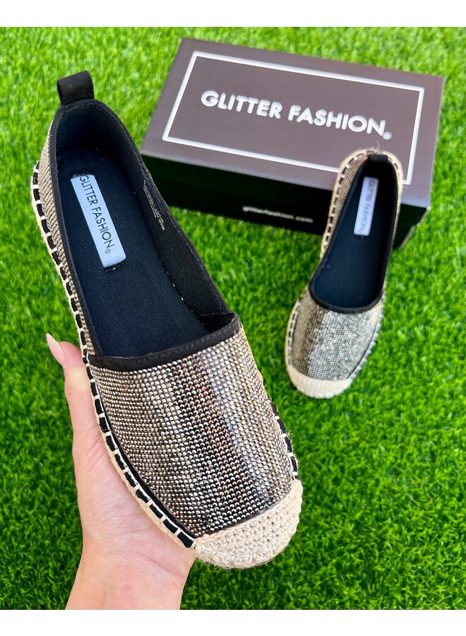 Lotus Rhinestone Espadrilles - Pewter