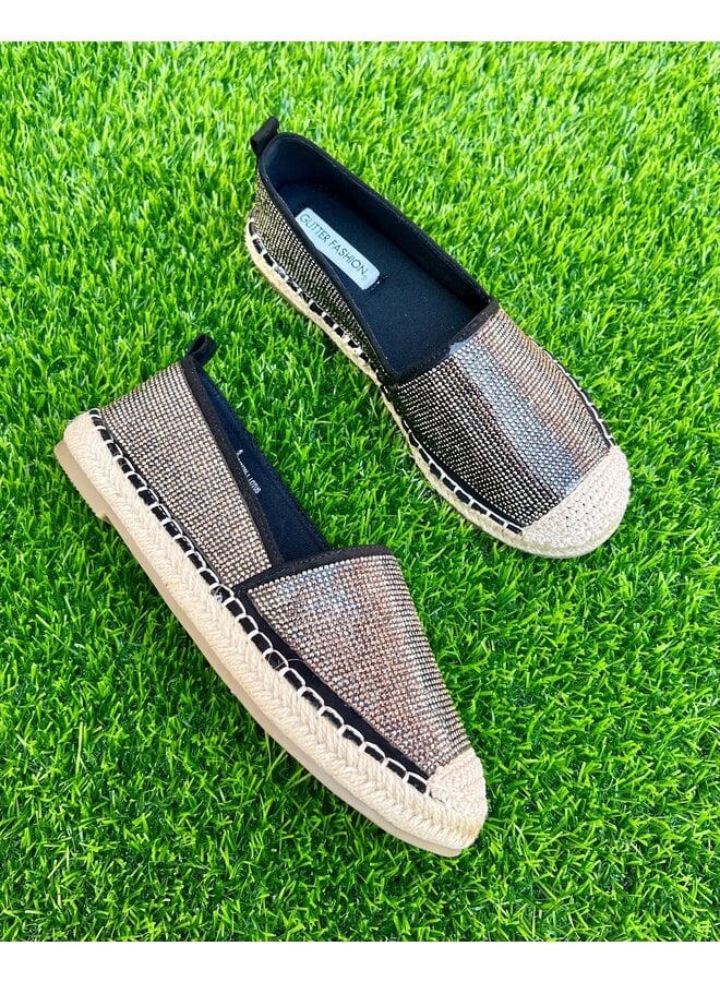 Lotus Rhinestone Espadrilles - Pewter