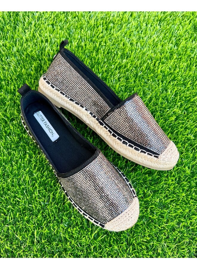 Lotus Rhinestone Espadrilles - Pewter