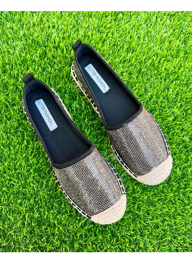 Lotus Rhinestone Espadrilles - Pewter