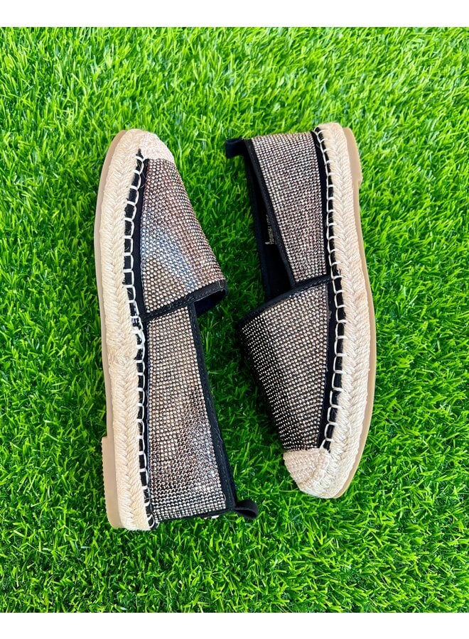 Lotus Rhinestone Espadrilles - Pewter