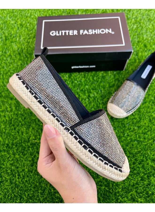 Lotus Rhinestone Espadrilles - Pewter