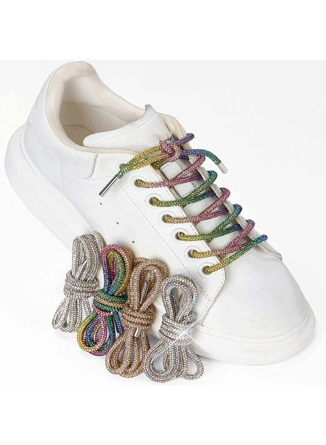 Rhinestone Shoe Laces - Rainbow