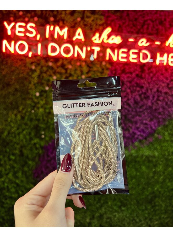 Rhinestone Shoe Laces - Champagne