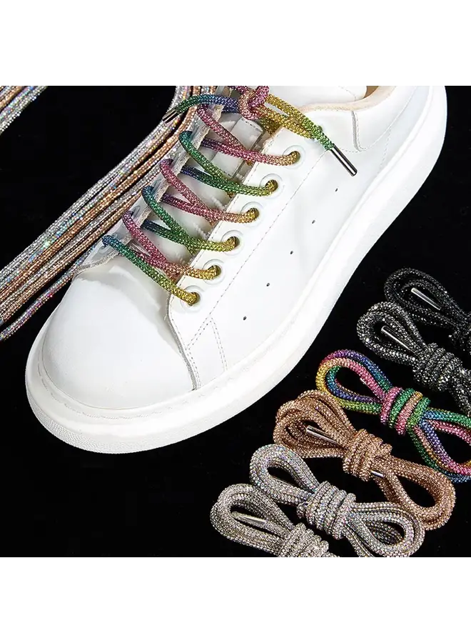 Rhinestone Shoe Laces - Pewter