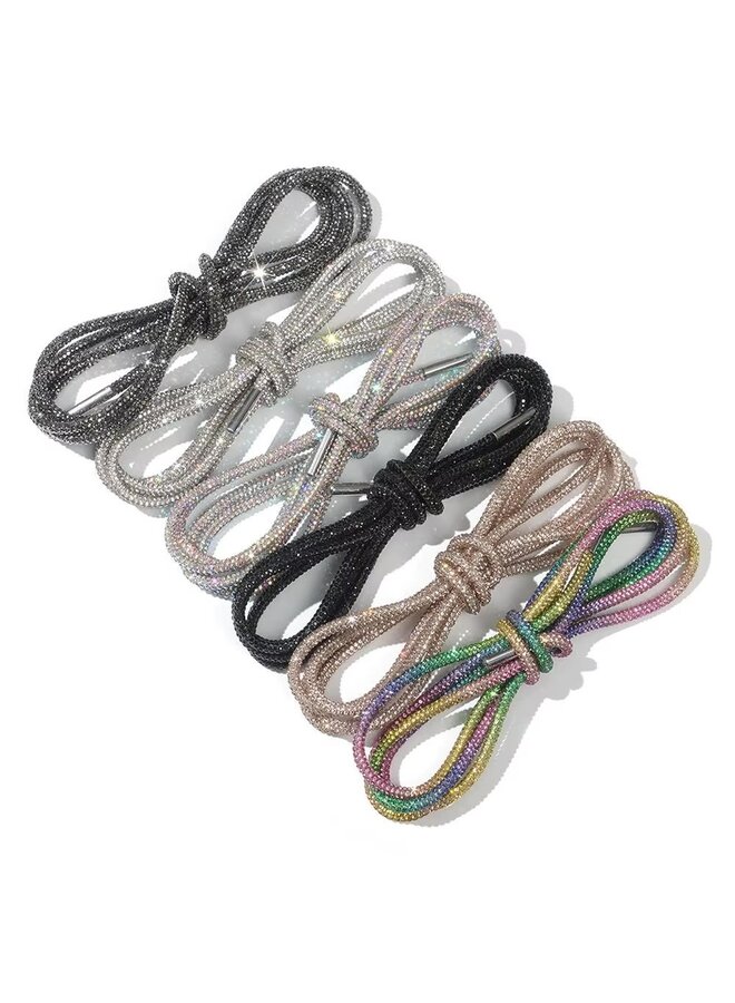 Rhinestone Shoe Laces - Pewter