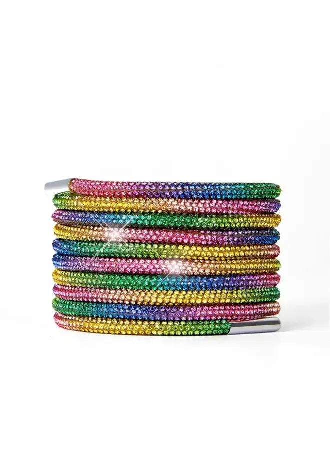 Rhinestone Shoe Laces - Rainbow