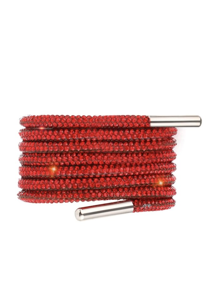 Rhinestone Shoe Laces - Red