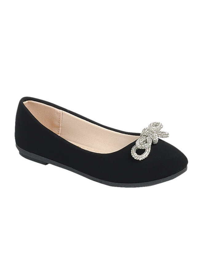 Gloria-17k Girls Flats - Black Nubuck