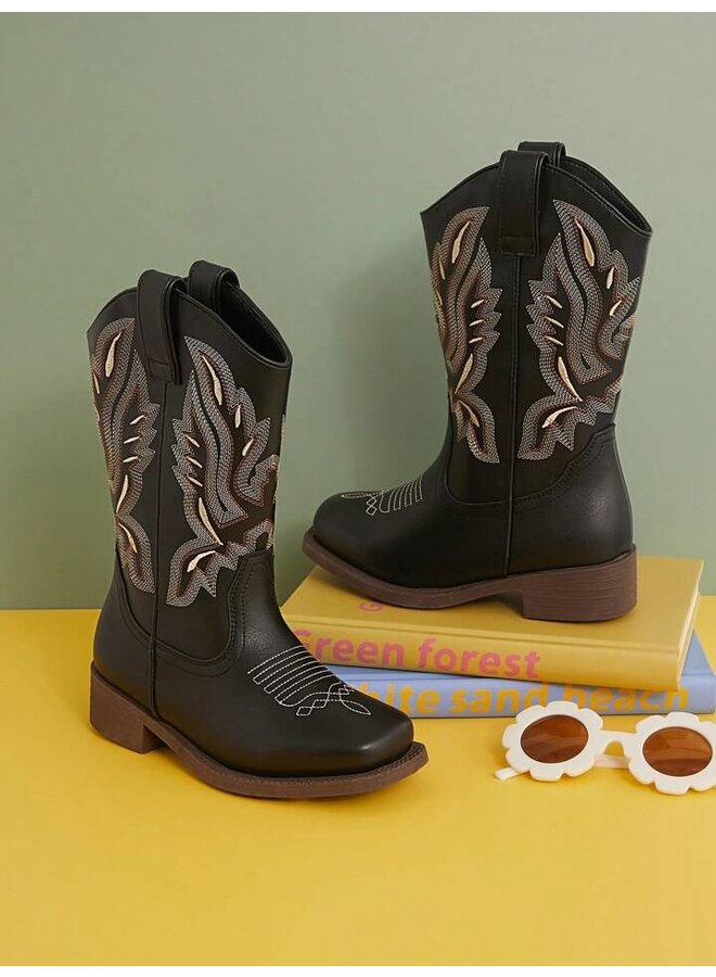 Cowboy-1k Kids Boots - Black/Beige