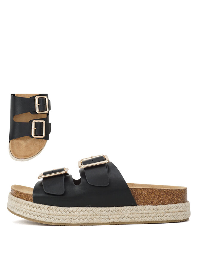 Marfa Platform Sandals - Black Pu