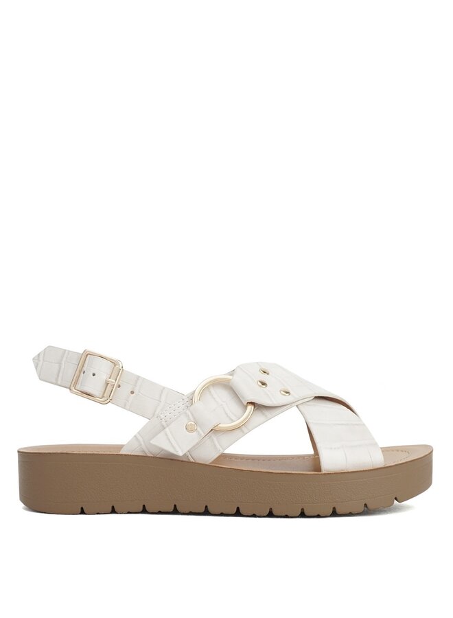 Kirsten Casual Sandals - Cream Croco
