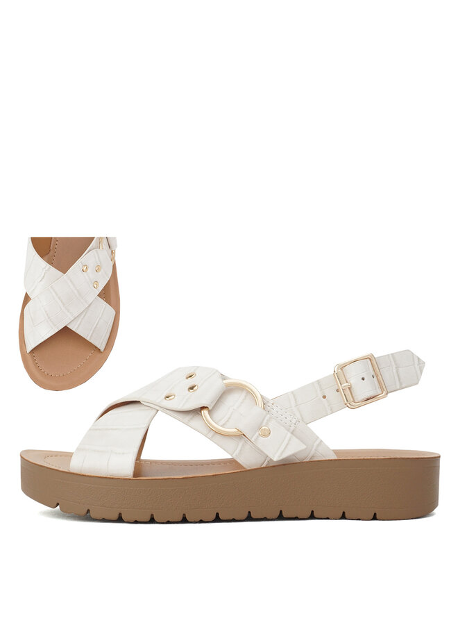 Kirsten Casual Sandals - Cream Croco