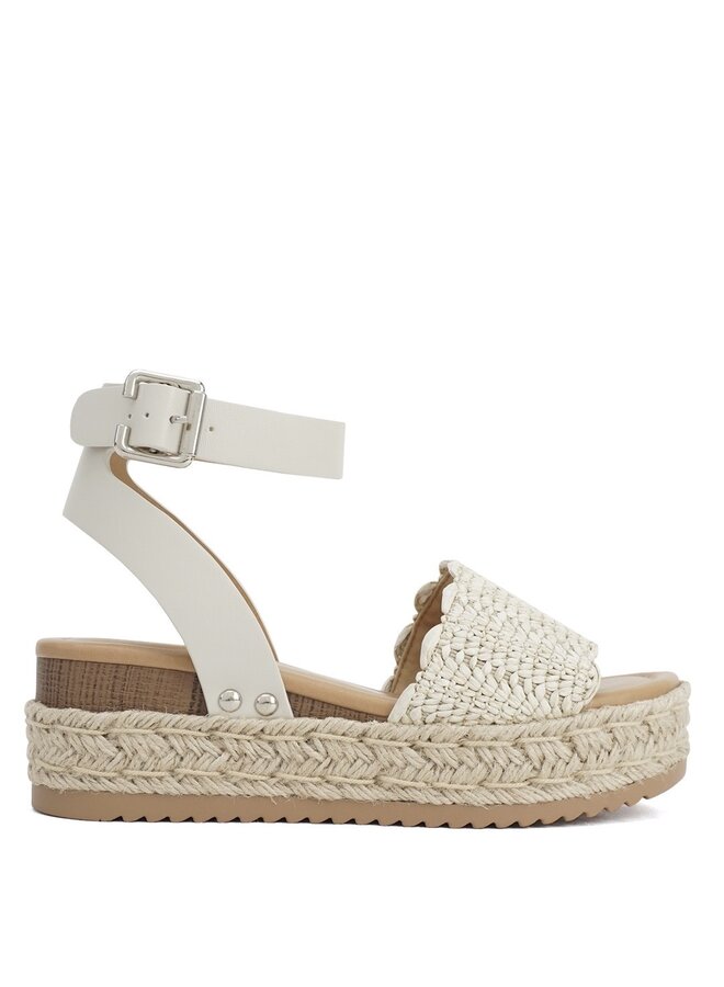 Nico Platform Sandals - Bone Raffia