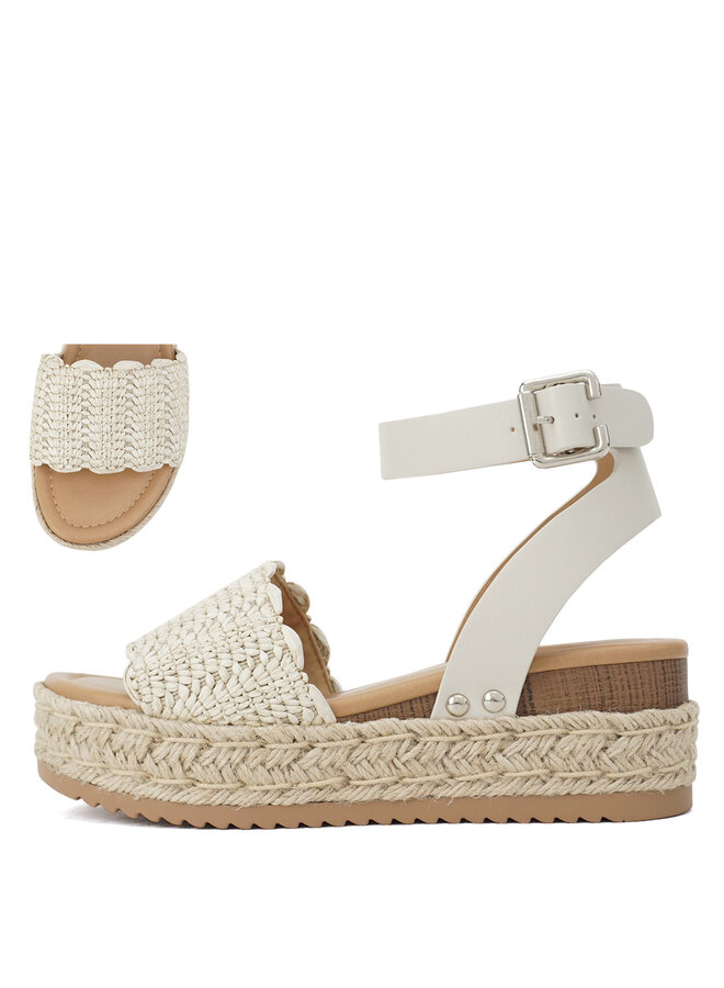 Nico Platform Sandals - Bone Raffia