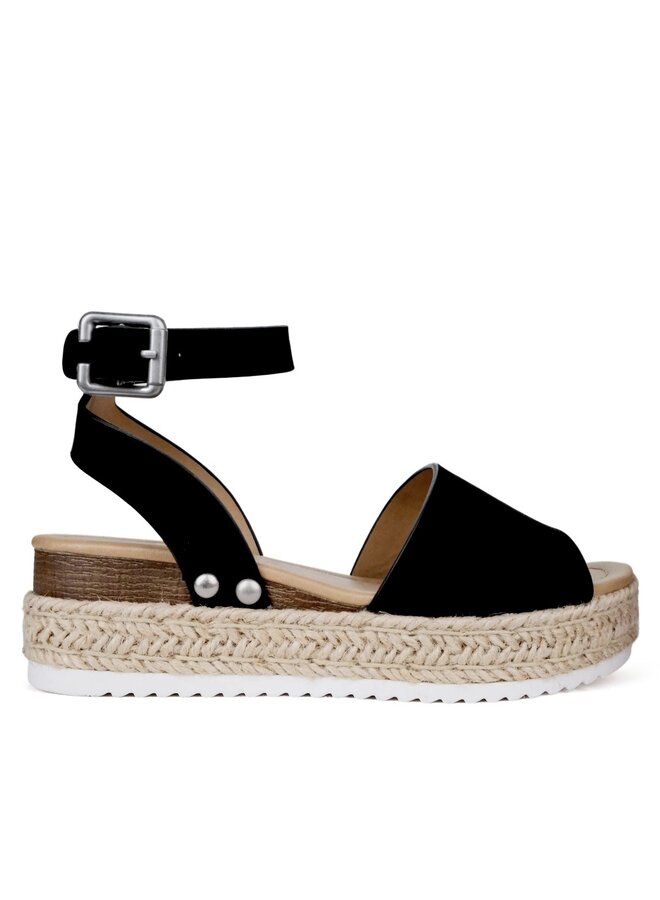Topic Platform Sandals - Black Nubuck