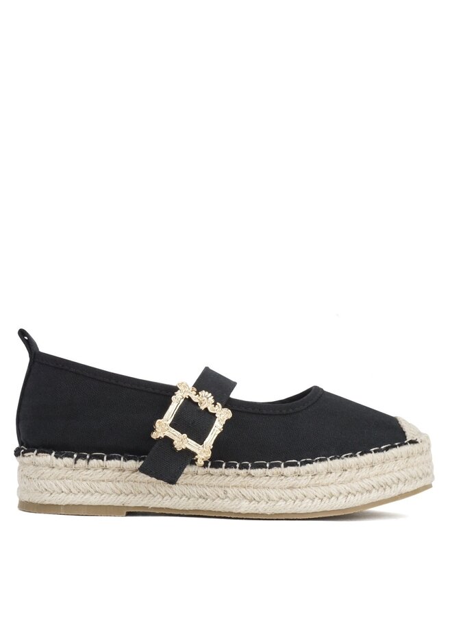 Wynna Casual Espadrilles - Black Cotton