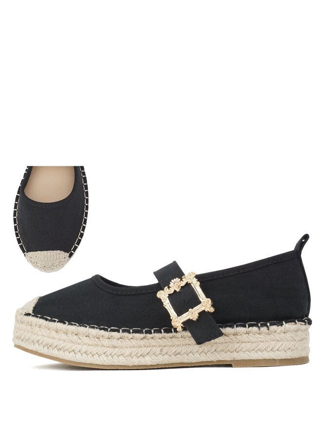 Wynna Casual Espadrilles - Black Cotton