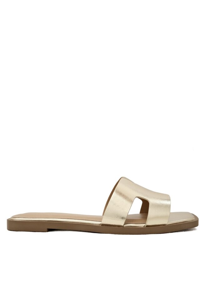 Knit Flat Sandals - Gold Pu