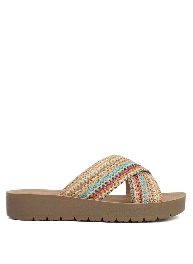 Lucy Comfy Sandals - Raffia Multi
