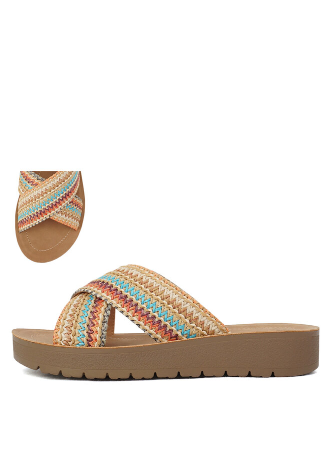 Lucy Comfy Sandals - Raffia Multi