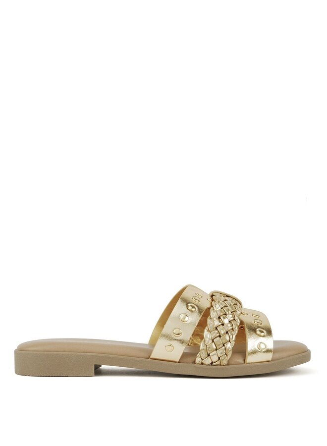 Seth Flat Sandals - Gold Pu