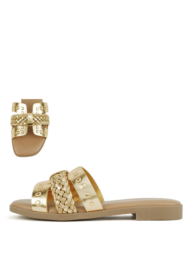 Seth Flat Sandals - Gold Pu