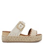 Sail Platform Sandals - White Pu/Raffia