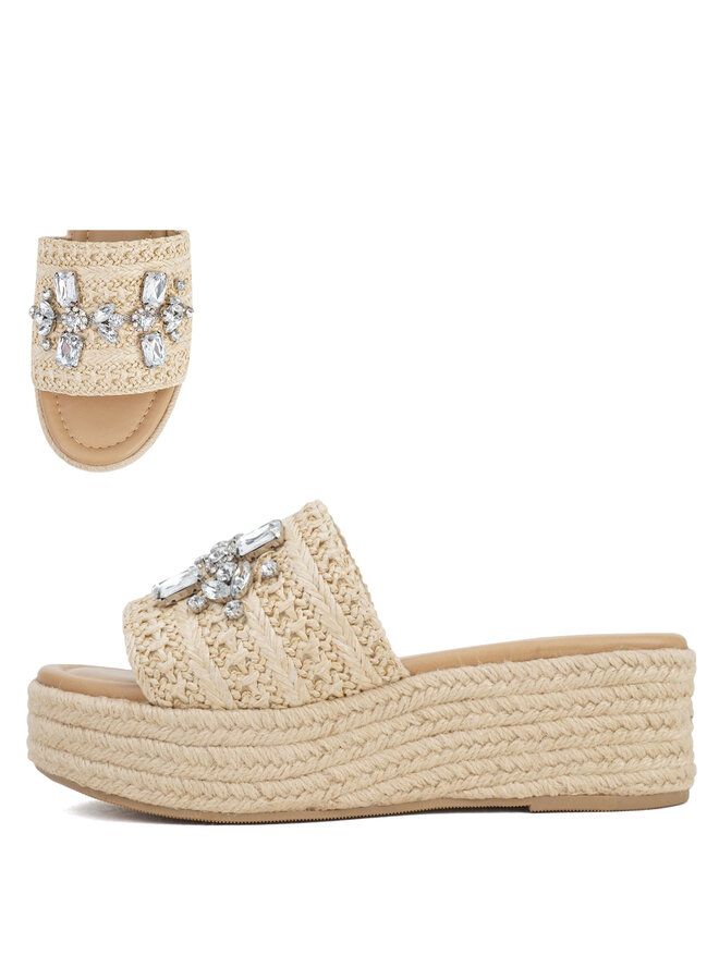 Monaco Platform Sandals - Natural Raffia