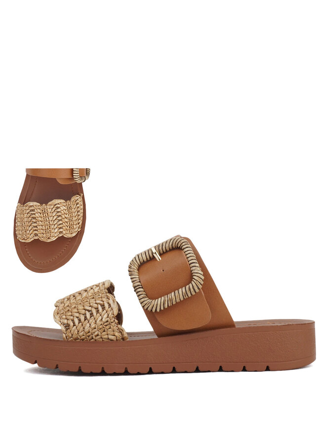 Cactus Casual Sandals - Cognac Raffia