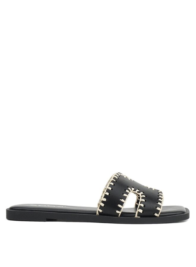 Finity Flat Sandal - Black Pu