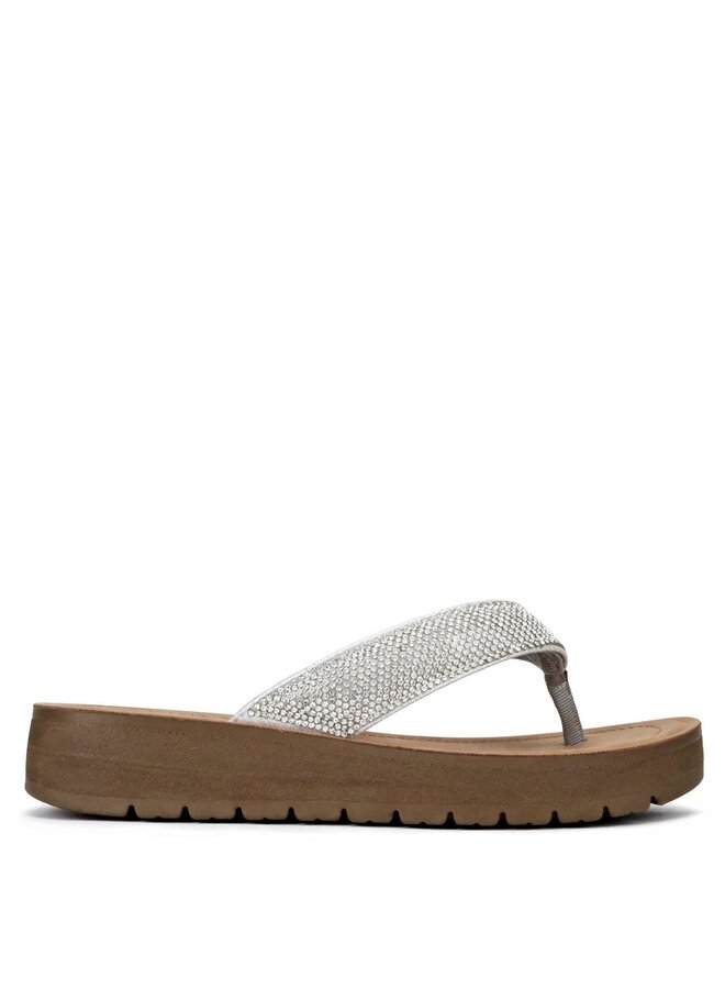 Auroy Flat Sandals - Silver Shimmer