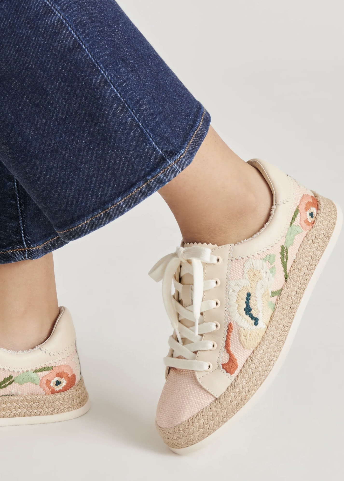 Floral Embroidered Aqua Pink Sneakers Nike Air Force 1 Custom Shoes Light Pink Rose Floral Flower  main image 4