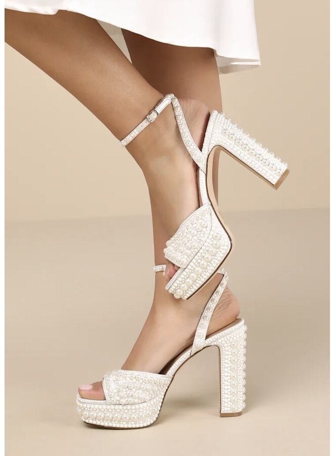 パールが主役【STEVE MADDEN】Assured ドレス プラットフォーム Assured Dressy Heel - Pearl - GLITTER FASHION