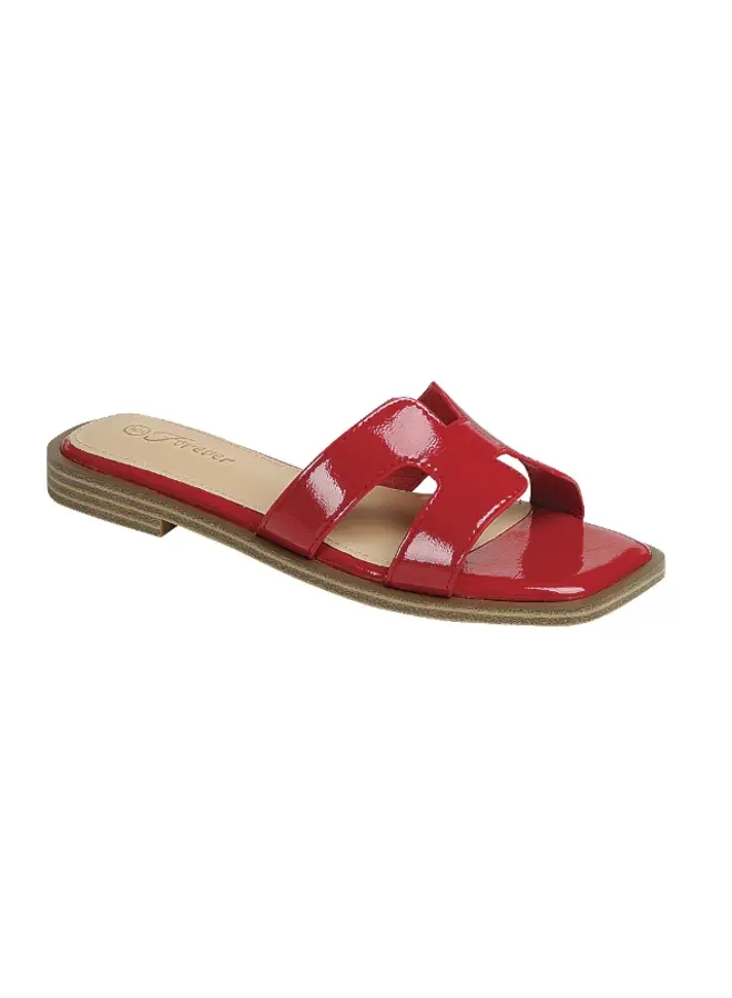 Bold-23 Flat Sandal - Red Patent