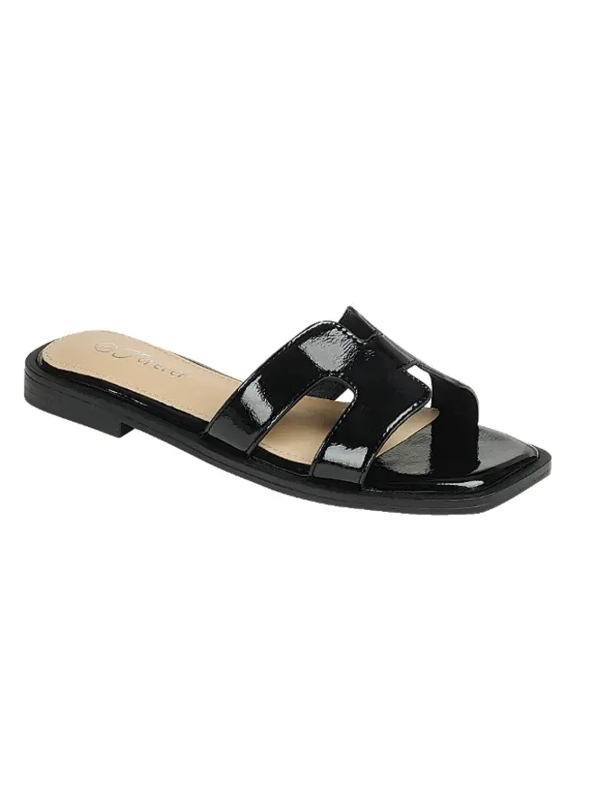 Bold-23 Flat Sandal - Black Patent