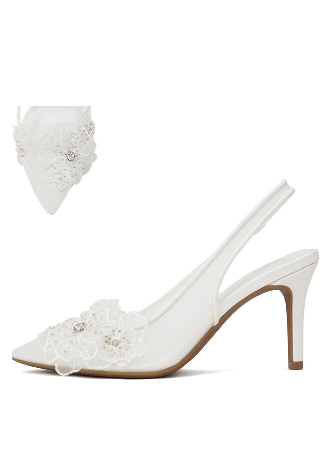 Minta Dressy Heels - White Mesh