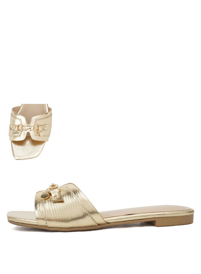 Formula Flat Sandals - Gold Lizzard
