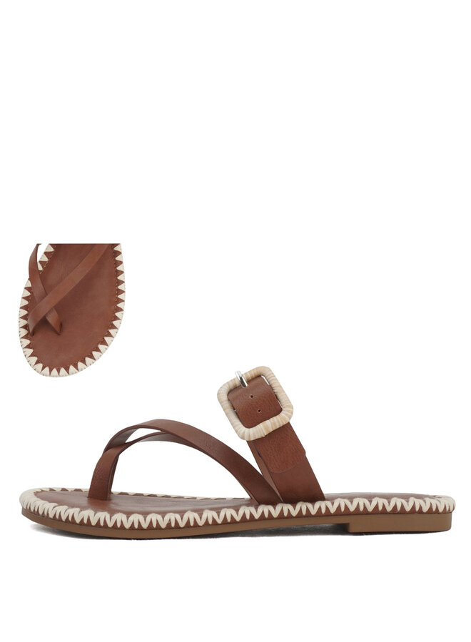 Adele Flat Sandals - Dk Tan