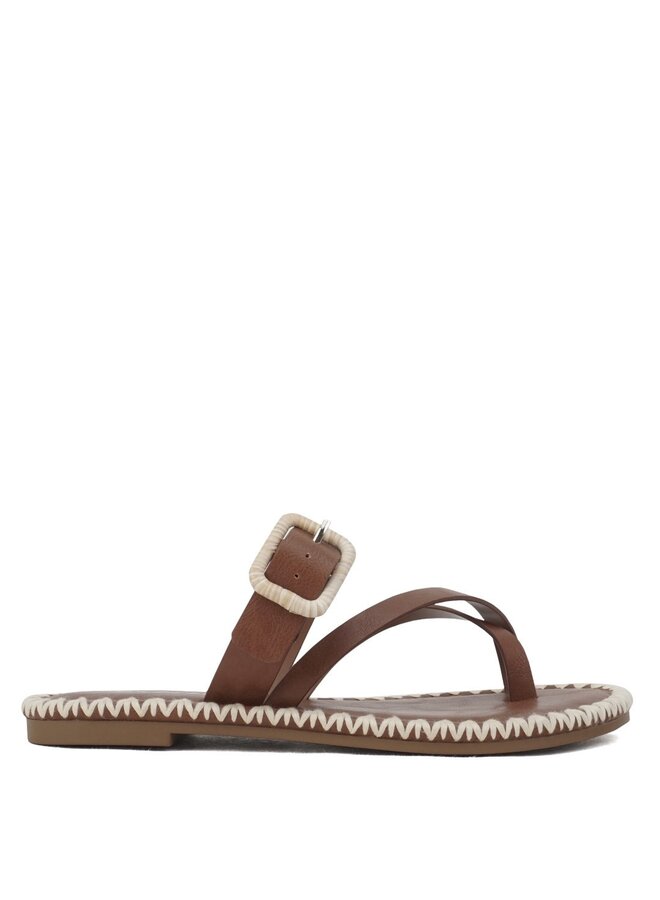 Adele Flat Sandals - Dk Tan