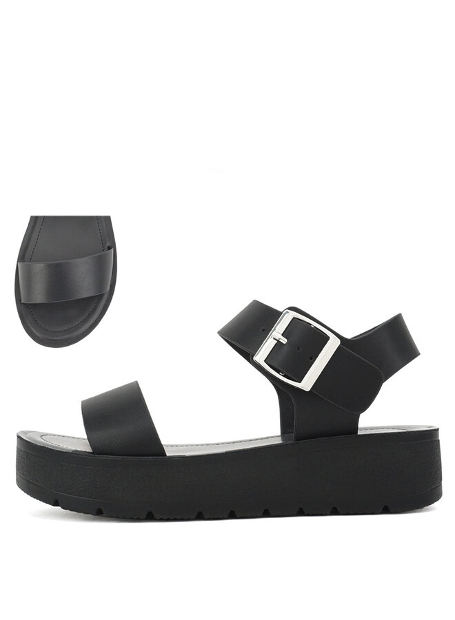 Detect Casual Sandals - All Black Pu