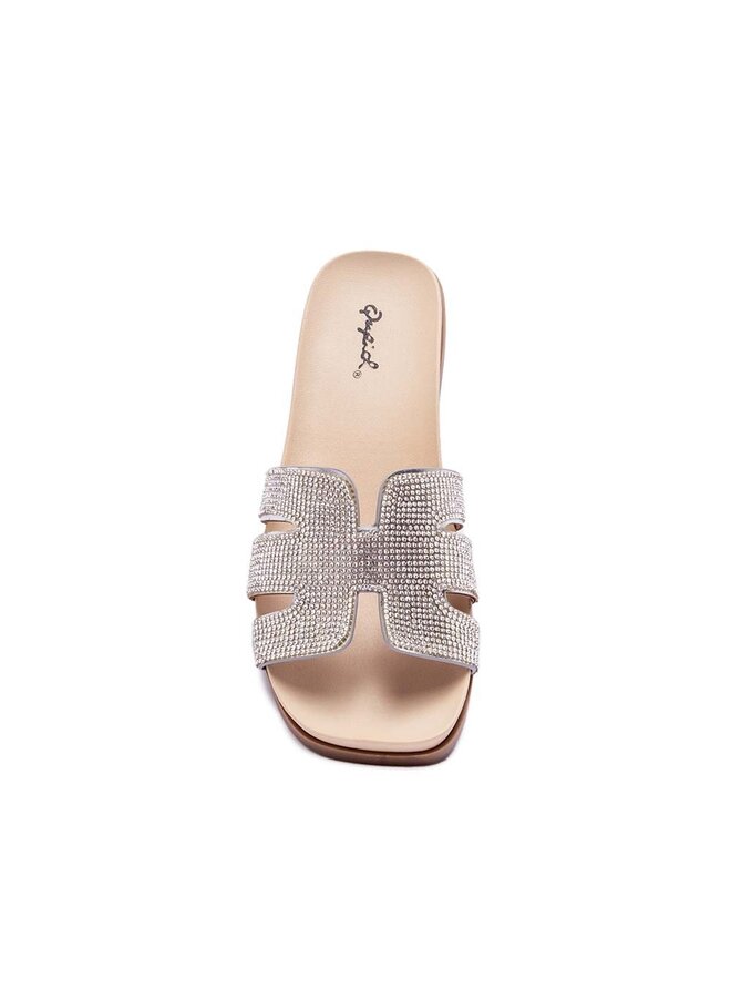 Laylow-03 Comfy Sandal - Silver/Clear Rhinestones