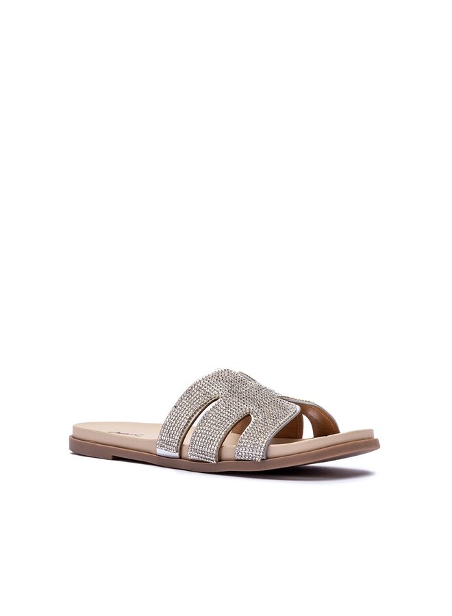 Laylow-03 Comfy Sandal - Silver/Clear Rhinestones