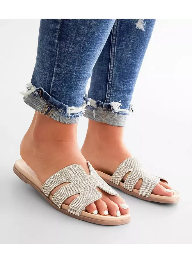Laylow-03 Comfy Sandal - Silver/Clear Rhinestones