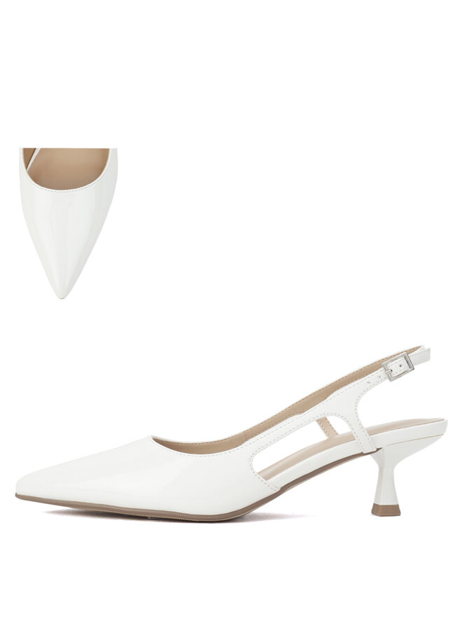 Bell Casual Heels - White Patent