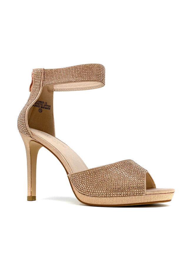 FLOWER-12 Party Heel - ROSE GOLD