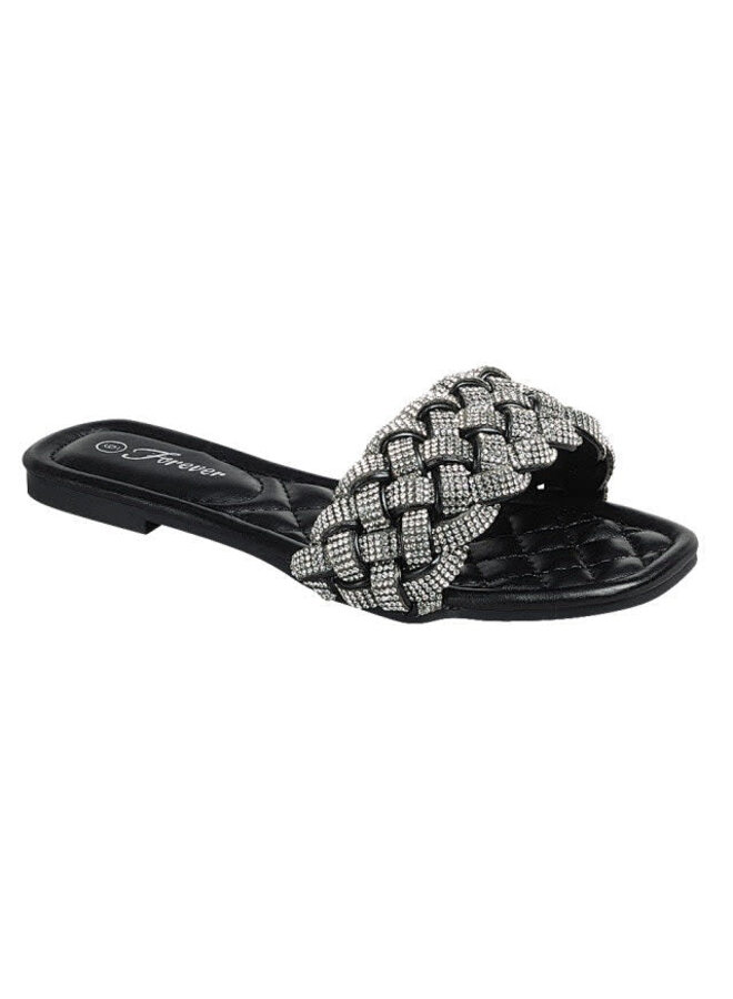 Wove Flat Sandal - Black